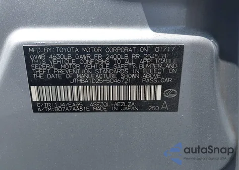 2017 Lexus Is 200T from USA, damaged, VIN JTHBA1D25H5046721